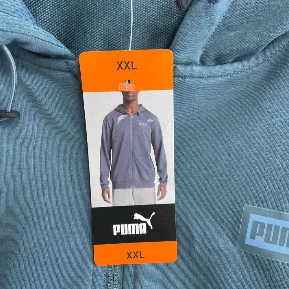 NEW Puma Men's XXL Zip-Up Hoodie Blue Cotton Blend - Picture 7 of 9